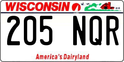 WI license plate 205NQR