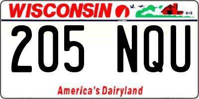 WI license plate 205NQU
