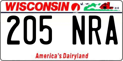 WI license plate 205NRA