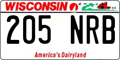 WI license plate 205NRB