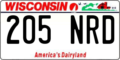 WI license plate 205NRD