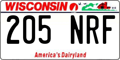 WI license plate 205NRF