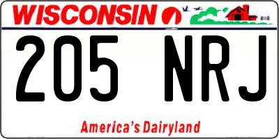 WI license plate 205NRJ