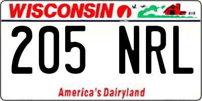 WI license plate 205NRL