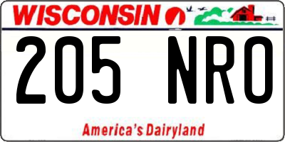 WI license plate 205NRO