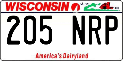 WI license plate 205NRP