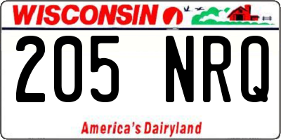 WI license plate 205NRQ