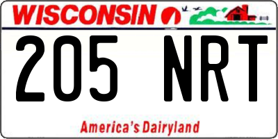 WI license plate 205NRT