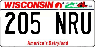 WI license plate 205NRU