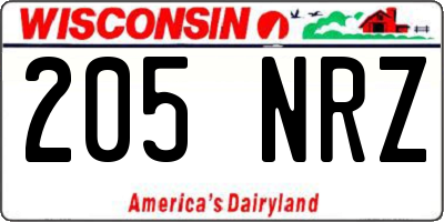 WI license plate 205NRZ