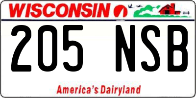 WI license plate 205NSB