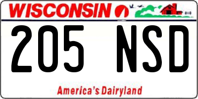 WI license plate 205NSD