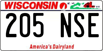 WI license plate 205NSE