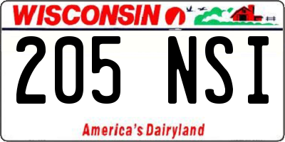 WI license plate 205NSI