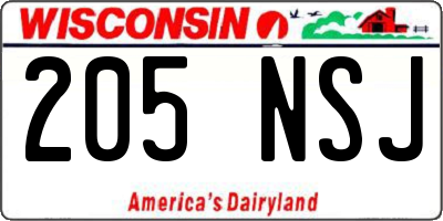 WI license plate 205NSJ