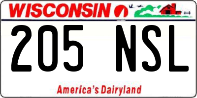 WI license plate 205NSL