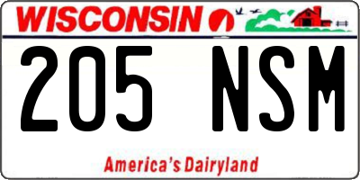 WI license plate 205NSM