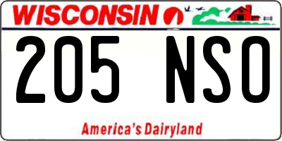 WI license plate 205NSO