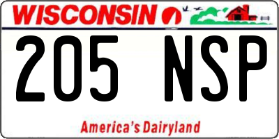 WI license plate 205NSP