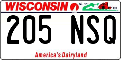 WI license plate 205NSQ