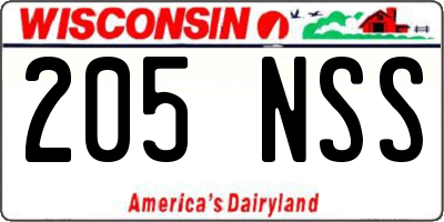 WI license plate 205NSS