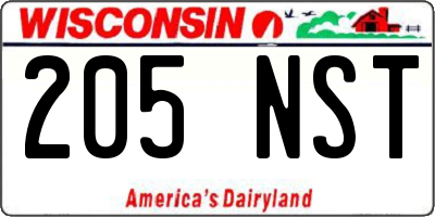 WI license plate 205NST