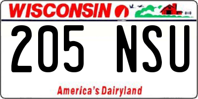 WI license plate 205NSU
