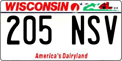 WI license plate 205NSV