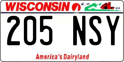 WI license plate 205NSY