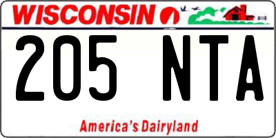 WI license plate 205NTA