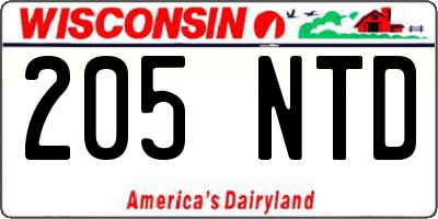 WI license plate 205NTD