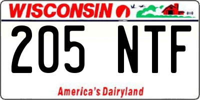 WI license plate 205NTF