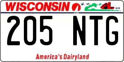 WI license plate 205NTG