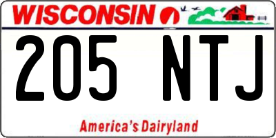 WI license plate 205NTJ