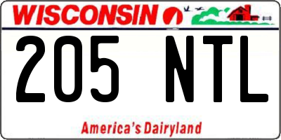 WI license plate 205NTL