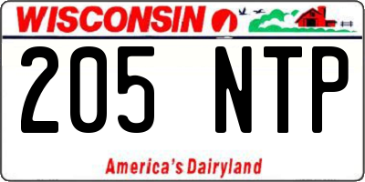 WI license plate 205NTP
