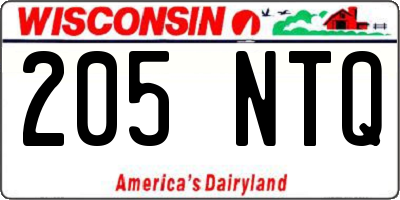WI license plate 205NTQ