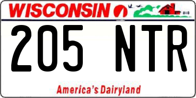 WI license plate 205NTR