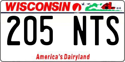 WI license plate 205NTS