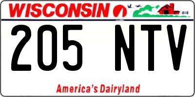 WI license plate 205NTV