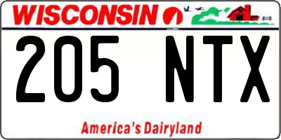 WI license plate 205NTX