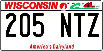WI license plate 205NTZ