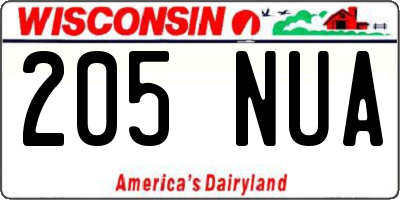 WI license plate 205NUA