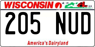 WI license plate 205NUD