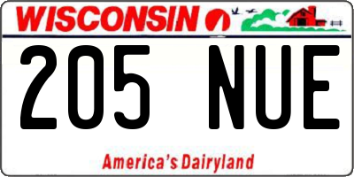WI license plate 205NUE