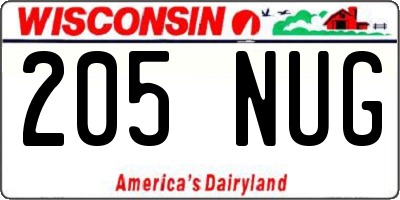 WI license plate 205NUG
