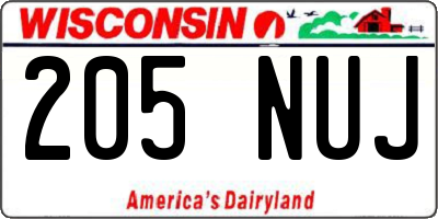 WI license plate 205NUJ