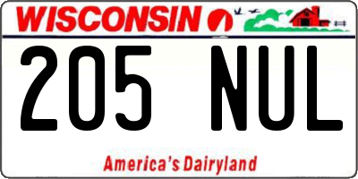 WI license plate 205NUL