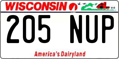 WI license plate 205NUP