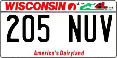 WI license plate 205NUV